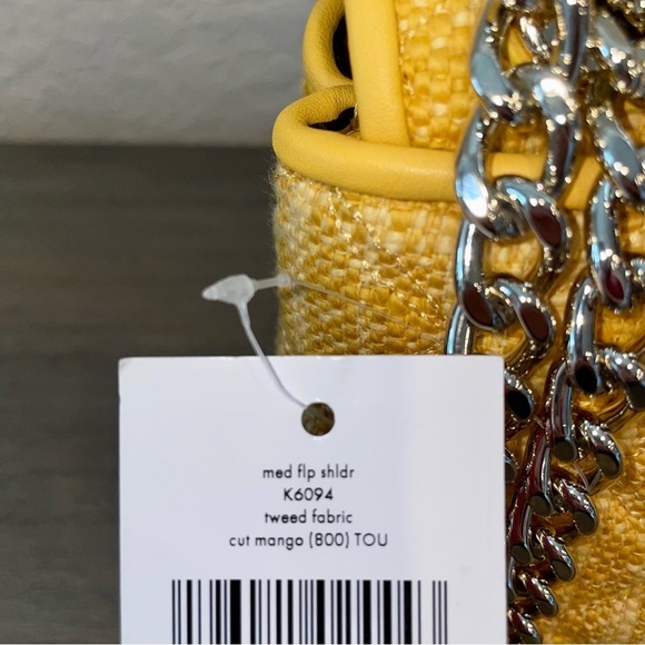 KATE Spade Natalia Tweed Medium Flap Quilted Shoulder Bag, Cut Mango - Picture 6 of 10